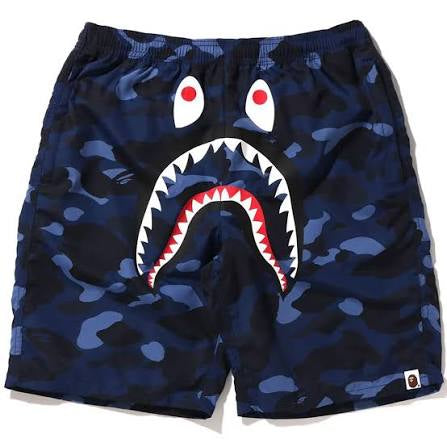 Bape Camo color Shark full zip Shorts blue