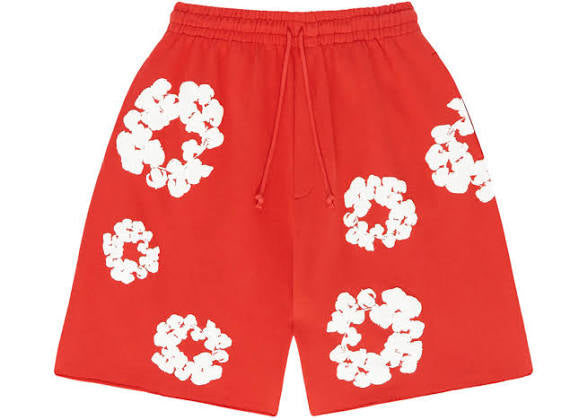 denim tears the cotton wreath shorts Red