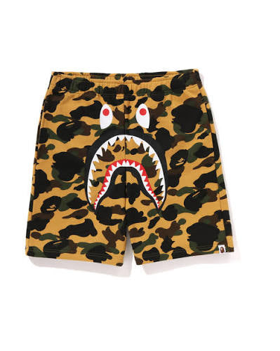 Bape Camo color Shark full zip Shorts Yellow