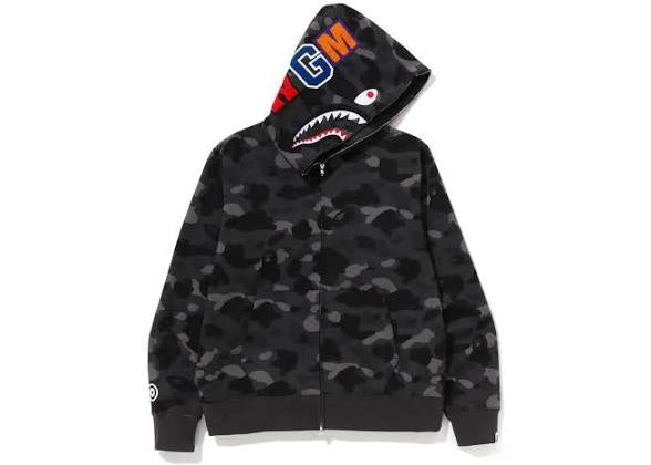 Bape Camo color Shark full zip hoodie Black