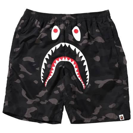 Bape Camo color Shark full zip Shorts  Black