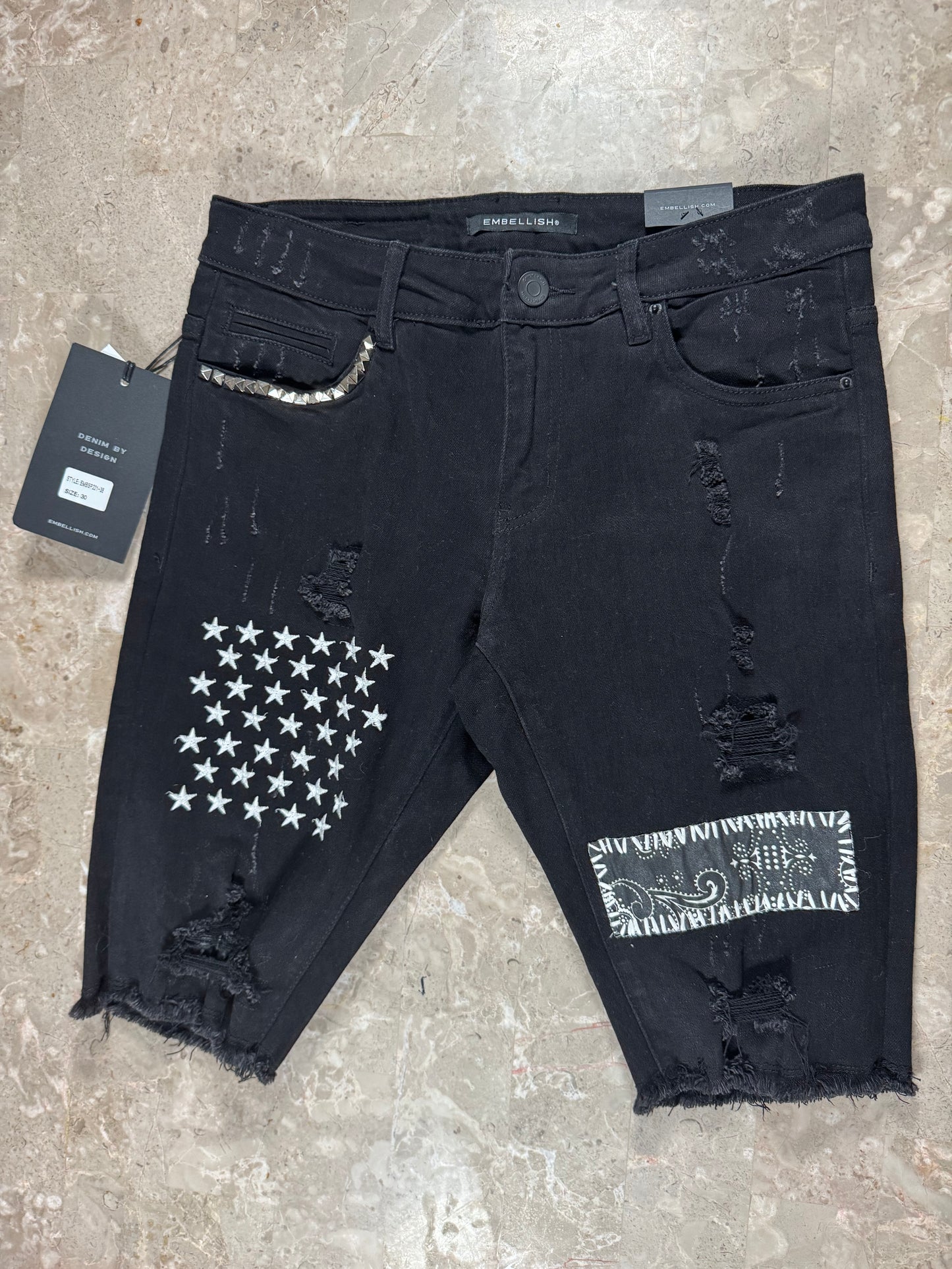 EMBELLISH LOW CUT SHORTS Black