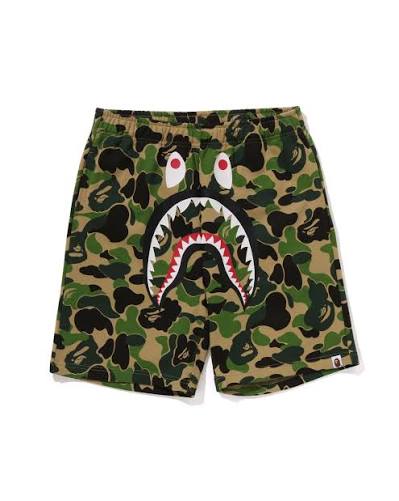 Bape Camo color Shark full zip shorts Green