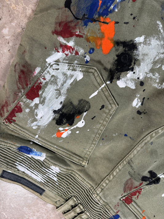 EMBELLISH LOW CUT SHORTS tan/spraypaint