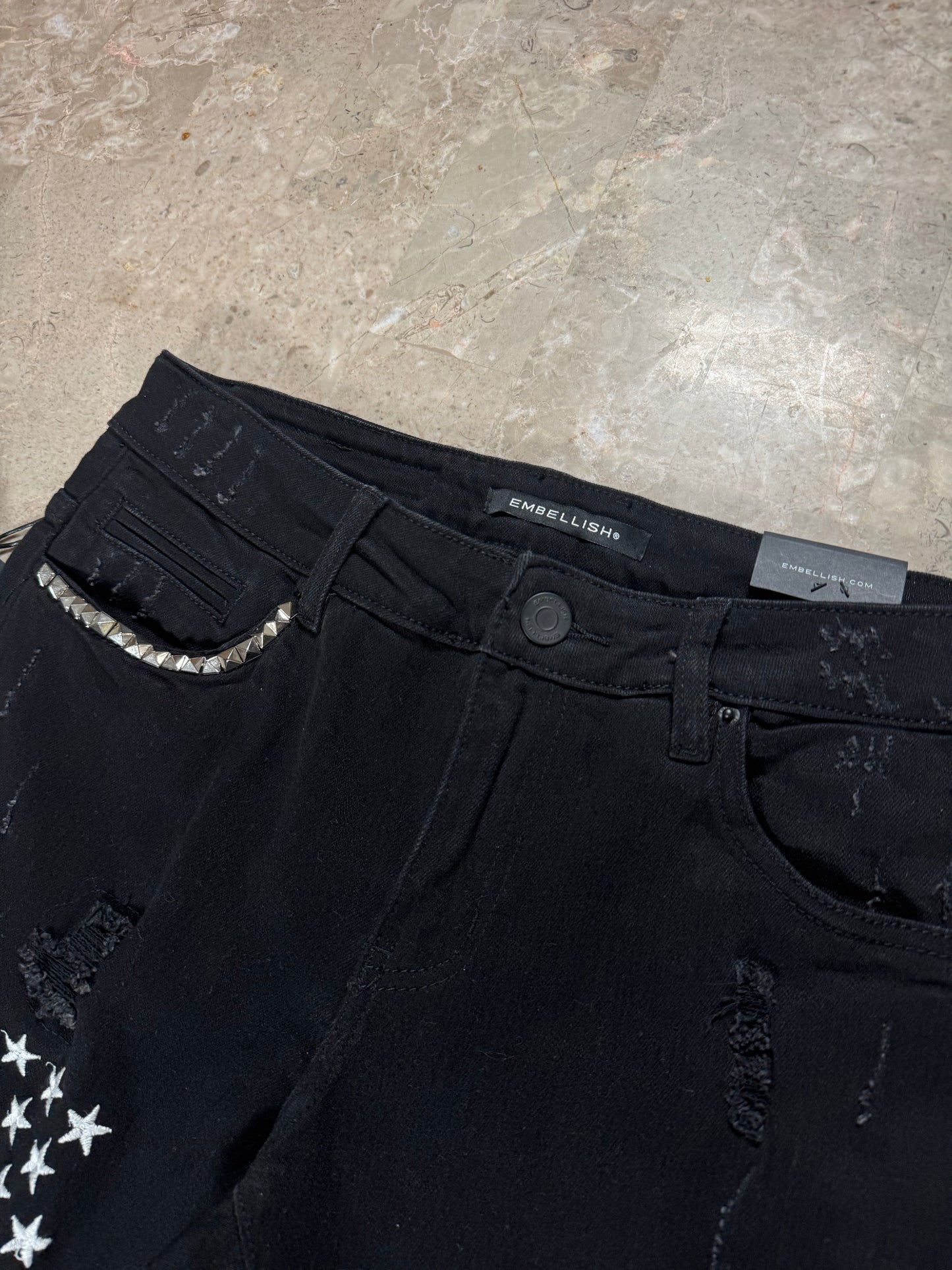 EMBELLISH LOW CUT SHORTS Black