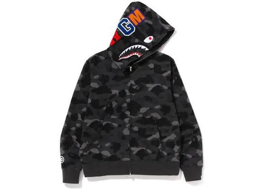 Bape Camo color Shark full zip hoodie Black
