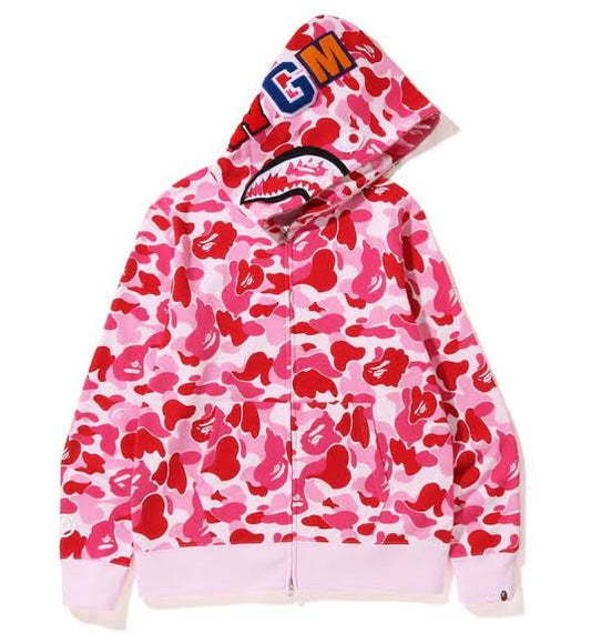 Bape Camo color Shark full zip hoodie Pink