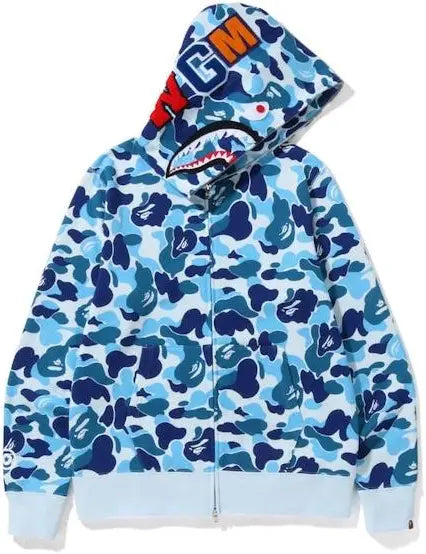 Bape Camo color Shark full zip hoodie Baby blue